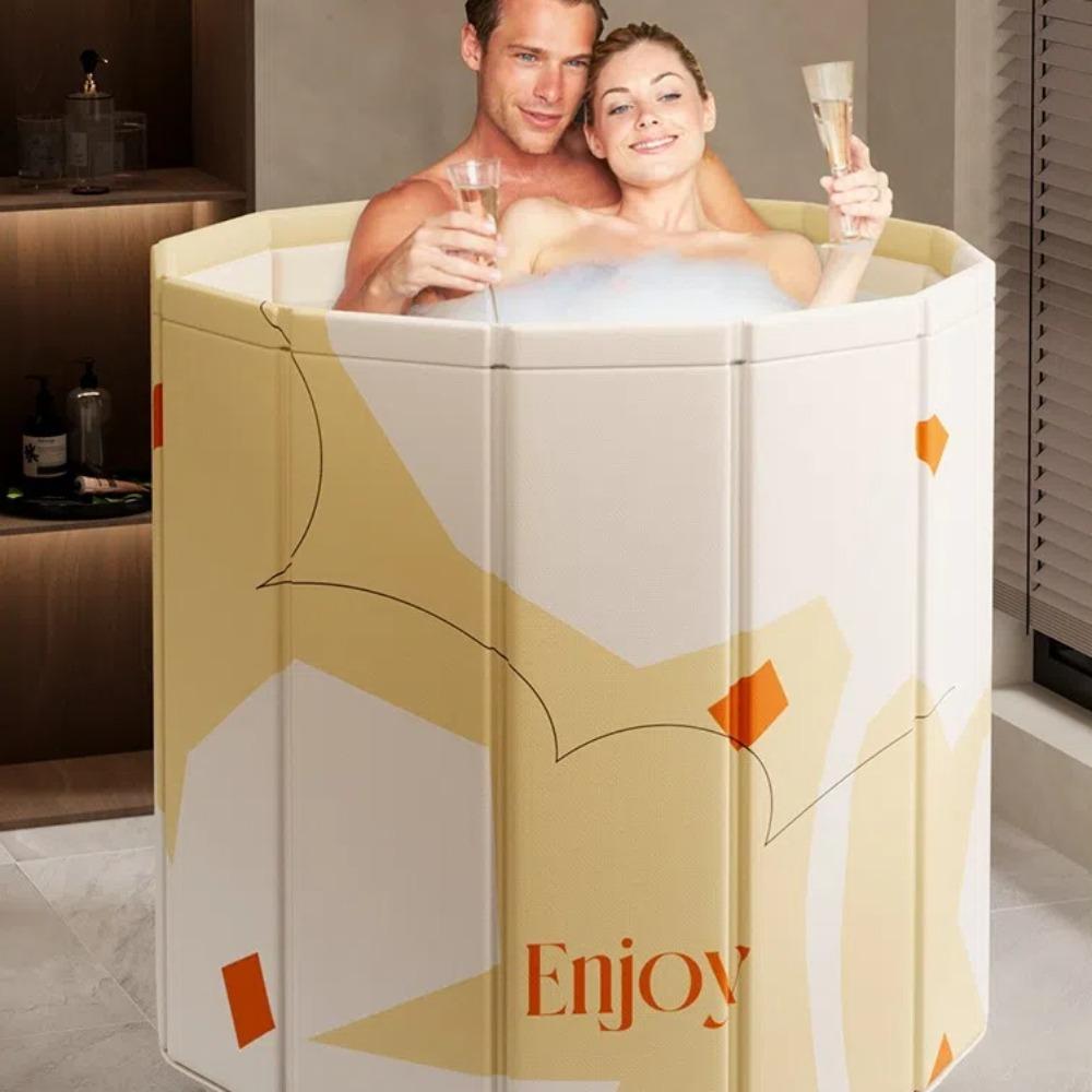 Round Enlarged Foldable Bath Tub Full Body Bath Bucket Portable Portable Bathtub Household