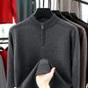 Men's Mid-Aged Casual Half-Zip Knitwear: Autumn/Winter Light Luxury, Half-High Collar, Loose Base Layer.