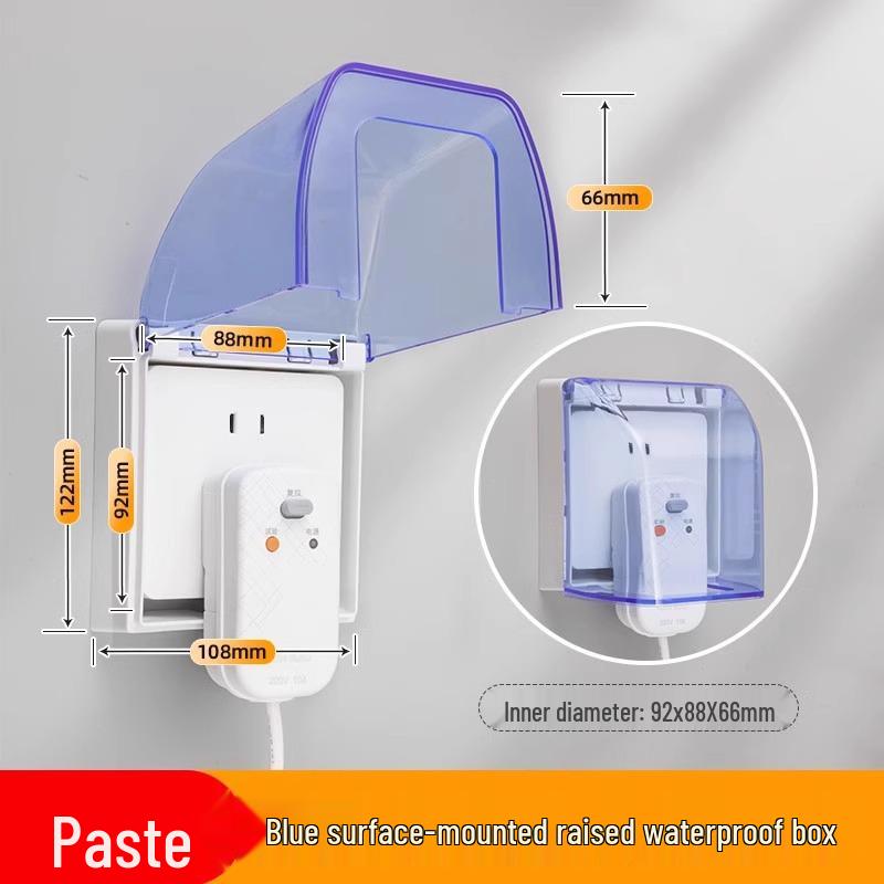 Type 86 Waterproof Self-Adhesive Switch Cover, Splash-Proof Box for Bathroom