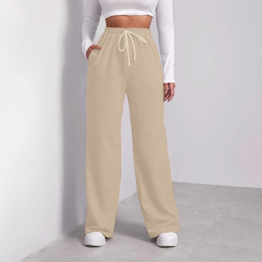 Damen Winter Jogginghose Farbe Lässige Hose Damen Fleece-Jogginghose Weiter Bein Gerade Hose