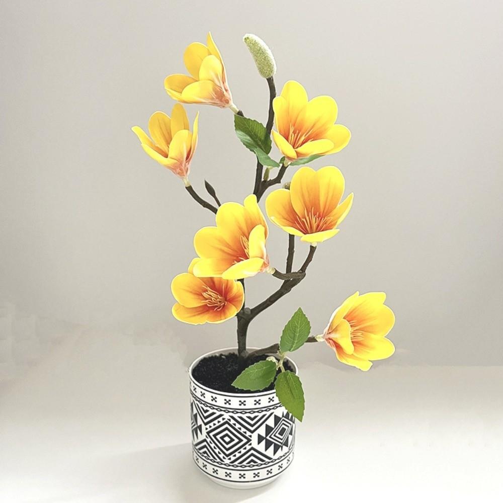 New Multi-Bloom Simulated Magnolia DIY Flower Pot Artificial Faux Plants Faux Flowers Plastic Fake Flower Home Decor
