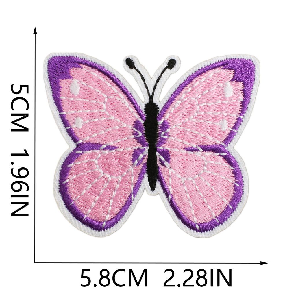 Butterfly World Embroidery Cloth Sticker Colored Flower Butterfly Computer Embroidery Label Clothes Decorative Patch Sticker Blue Butterfly