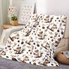 Squirrel & Pinecone Print Throw Blanket - Cute Autumn Forest Motif Soft Lightweight Accent for Sofa Bed Travel Office