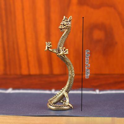 Ozdoby Rzemiosła z Czystego Mosiądzu Loong Statuetka Smoka Zodiakalnego Stojący Smok Dekoracja Dekoracje Domowe