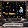 Wall Hanging Tapestry Custom NameAmong Us Pattern Personalized Printed Fabric Wall Decor