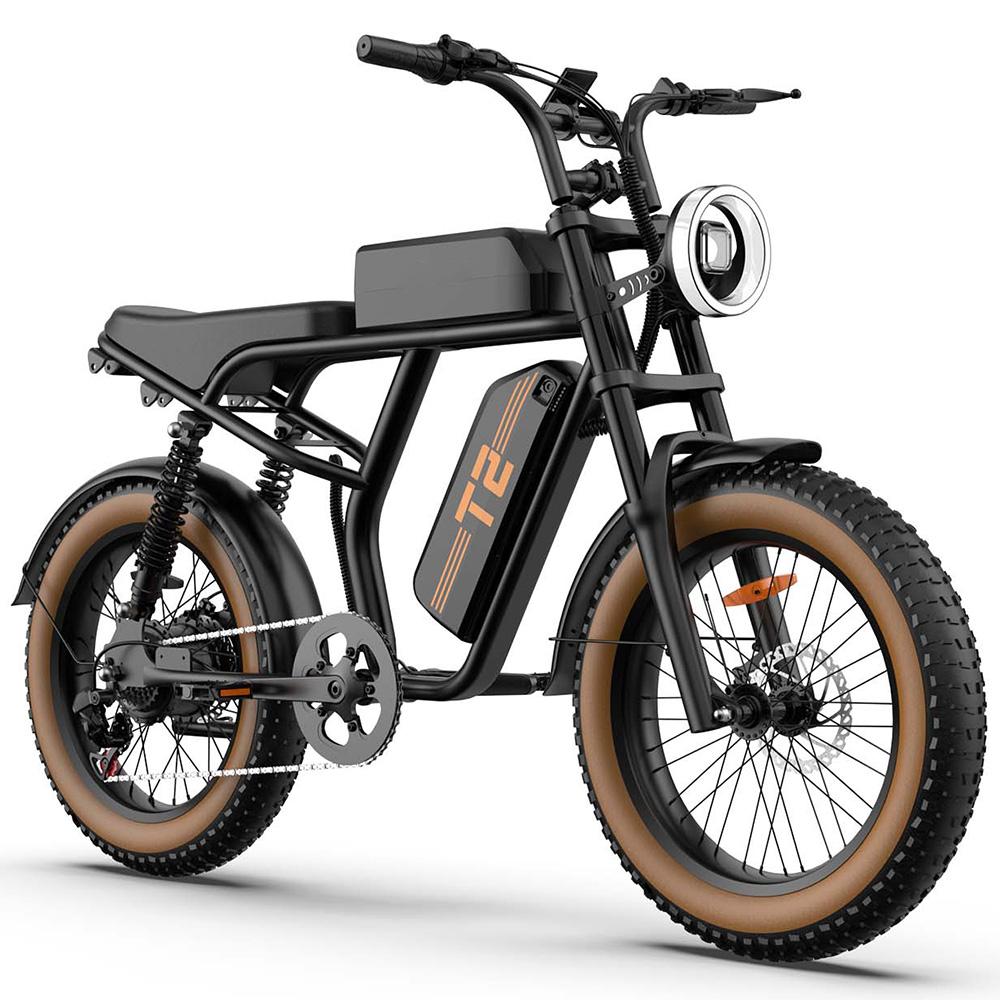 Urlife T2 Electric Bicycle 20" Fat Tire 500W Motor All Terrain Adult Electric Bike 7 Speed Dual Disc Brakes Max Load 120Kg