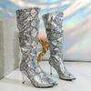 Fashion Women's Fashion Slim Heel Single Boots Fall New Pointed Head Snake Fold Sleeve Temperament Long Pile Boots