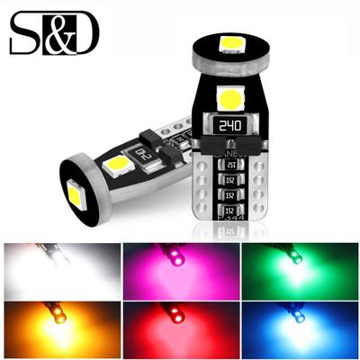 2 pezzi T10 W5W lampadine a LED Canbus Error Free Luci di ingombro per auto Lampada da lettura Auto Dome Door Lampadina Accessori Bianco Rosso Giallo Verde Blu Rosa