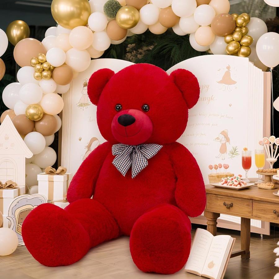 55 Inches Life Dimension Large Plush Stuffed Animal Red Teddy Bear Cute Plus Gentle Present Designed for Xmas Valentine Birth Date or Extended Dis
