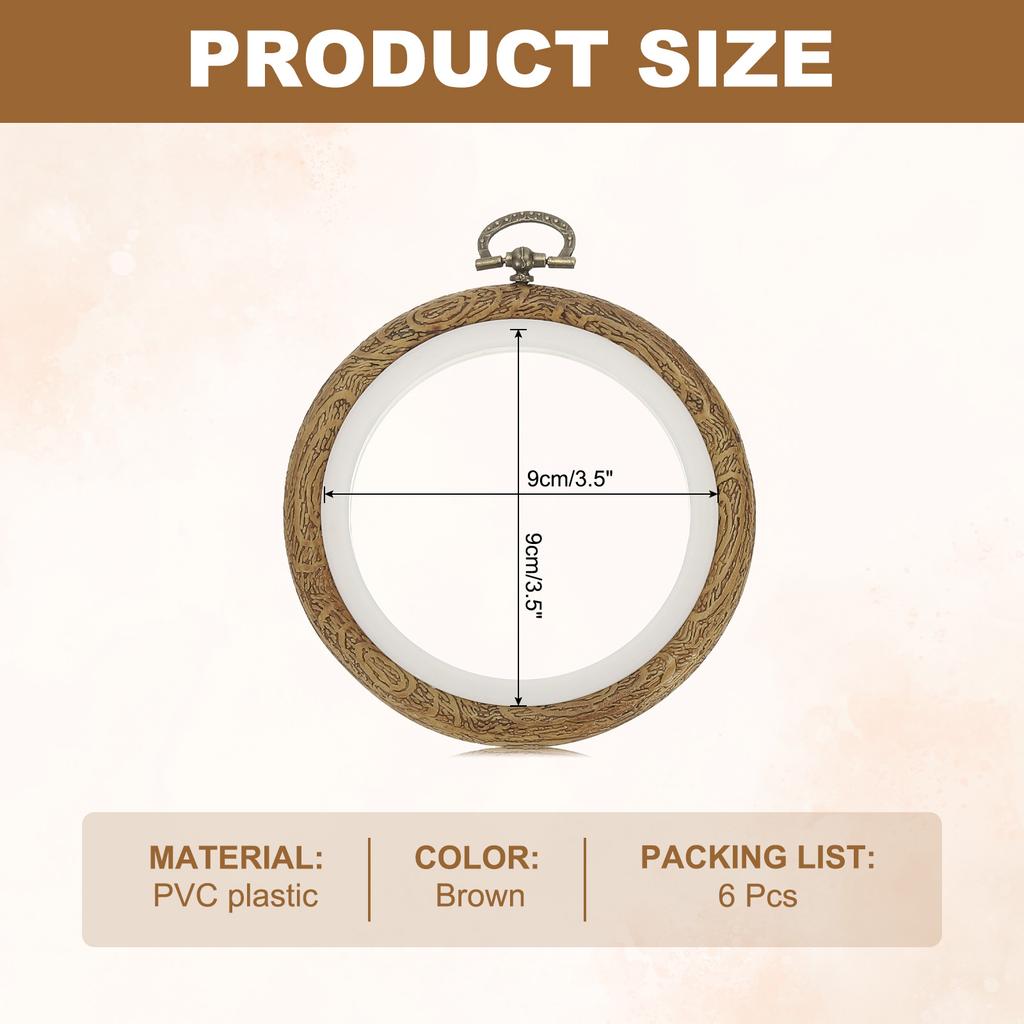 Uxcell 4/6/12pcs Imitated Wood Embroidery Hoops Ring Frame Round Cross Stitch Hoop for DIY Embroidery Art Craft Sewing Decor