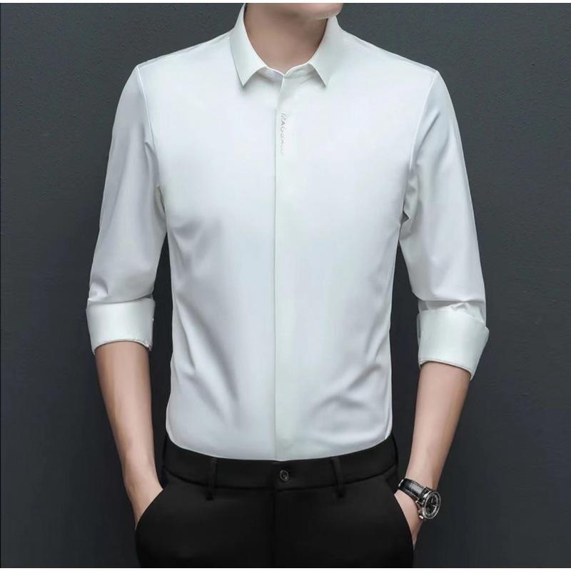 Autumn New Men's Dark Placket Long-sleeved Shirt