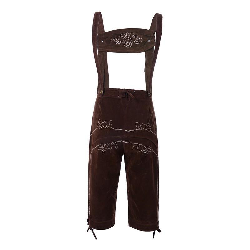 Mens Oktoberfest Costume Munich Beer Festival Overalls Brown Black Suspender Outfit