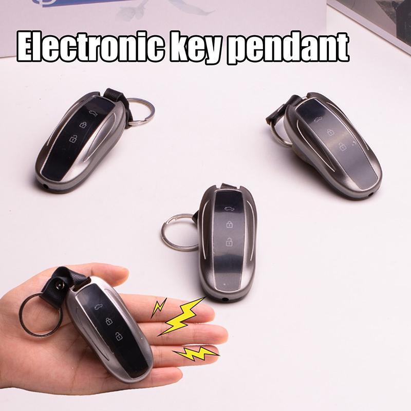 Novelty Electric Shock Car Key Prank Toy, Humorous Kids Toy, Black Keychain Gag Gifts