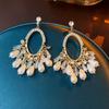 French Floral Pearl Tassel Earrings: Vacation Style, Sweet Temperament, High-End Luxury Jewelry for Women