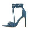 Liyke Moda Estiva Zip Nappa Sandali Donna Borchie Metallo Fibbia Punta Aperta Tacchi Spogliarellista Scarpe Banchetto Matrimonio Stiletto