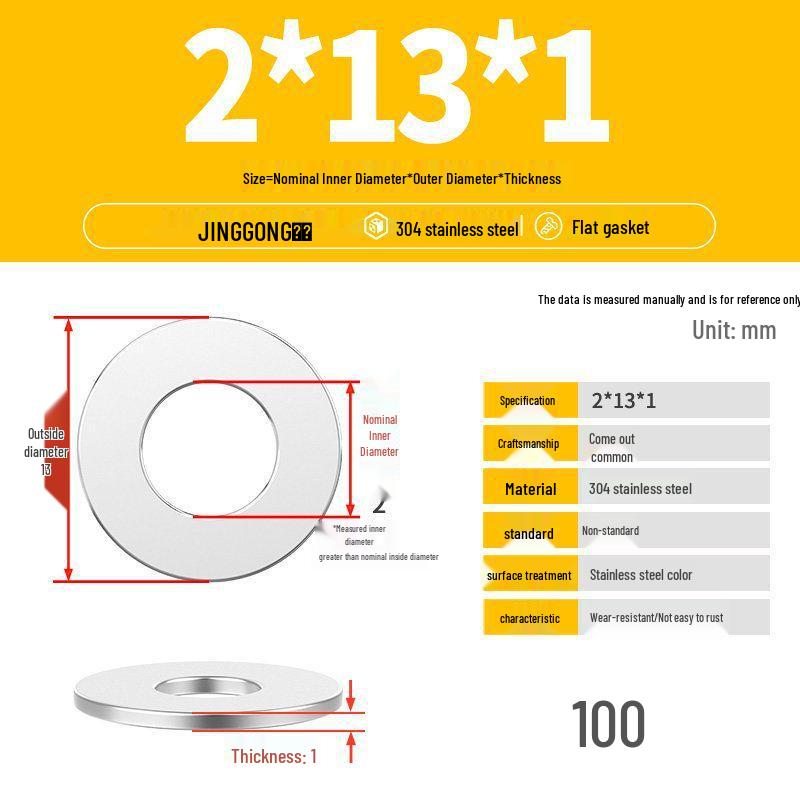 Zesílená plochá podložka/distanční kroužek z nerezové oceli 304 M4 M5 M6 M8