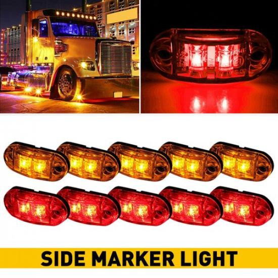 Amber 10PCS Side Marker Rear Light LED Lamp Clearence Indicators Truck Trailer