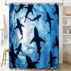 Underwater Shark Silhouette Shower Curtain Blue Ocean Theme Modern Decor Waterproof Fabric Bathroom Curtain With Shark Print