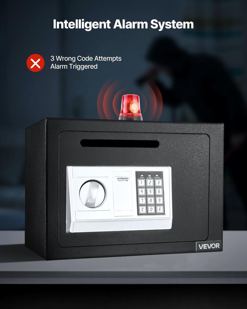 0.6 Cubic Feet Drop Safe, Drop Slot Safe Box with Password and Turn Knob, Heavy Duty Compact Cash Depository Box with a Front Lock Slot for Cash, Bank