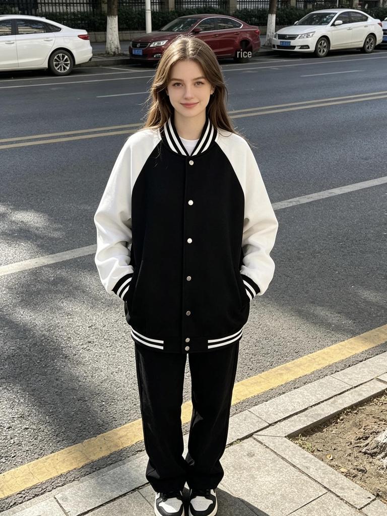 Autumn Winter Trendy Unisex Baseball Jacket: Japanese Style Loose Drop Shoulder Hoodie Cardigan