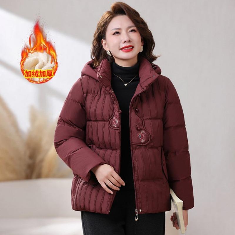Mother Down Cotton-padded Jacket Winter Middle-aged Woman Autumn and Winter Embroidered Jacket the Elderly Grandmother Cotton-padded Jacket