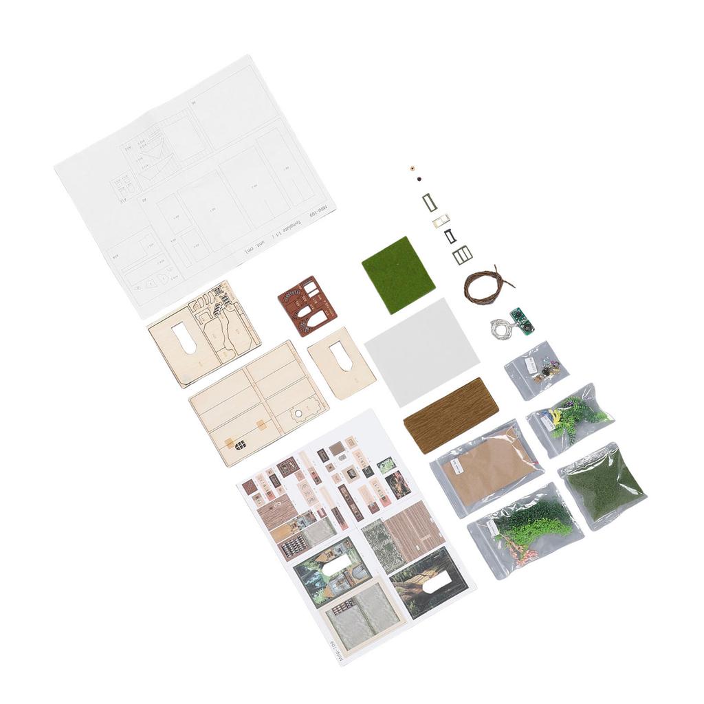 Kit Casă DIY cu Bandă Luminoasă Deschidere Închidere Casă Miniatură din Lemn Kit de Asamblare Masă