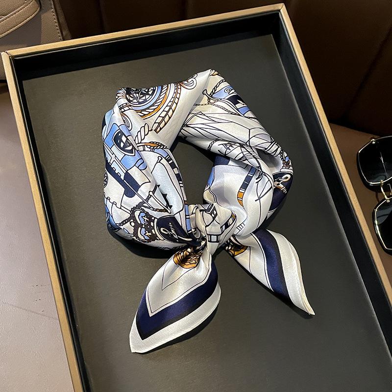 

100% Silk Scarf Women Mulberry Headband Spring Square Fashion Print Hair Foulard Female Lady Shawl Wraps Hijab Bandana Scarves 53x53cm