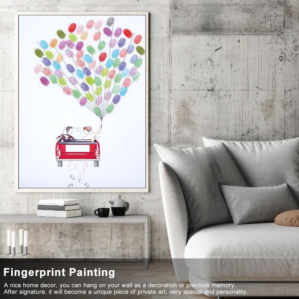 DIY Groom and Bride Wedding Car Pattern Fingerprint Guest Signature Guestbook Painting Wedding