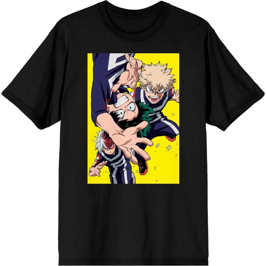Черная графическая футболка с Мидорией и Бакуго из аниме «Моя геройская академия» S разноцветный