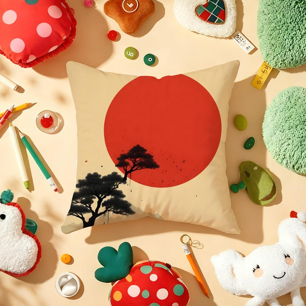 Chinese Ink Painting Style Cushion Cover Soft Short Plush DoubleSided Printing Home Decor Machine Washable Pillow Case Gift