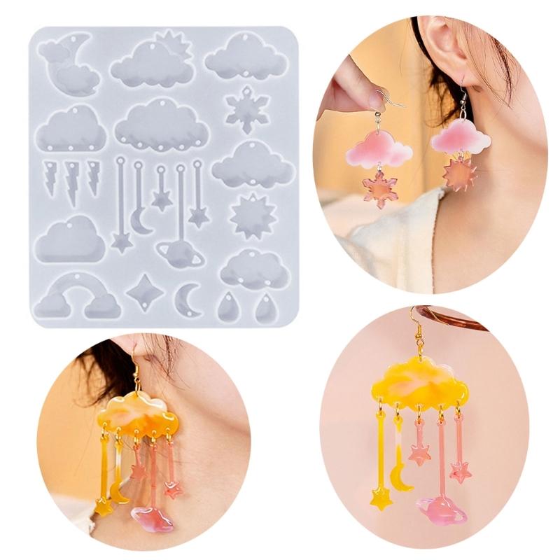 Crystal Resin Silicone Mold Geometric Mushroom Cloud Shaped Pendant Molds for Earrings Listing Ornament Making Charm DIY
