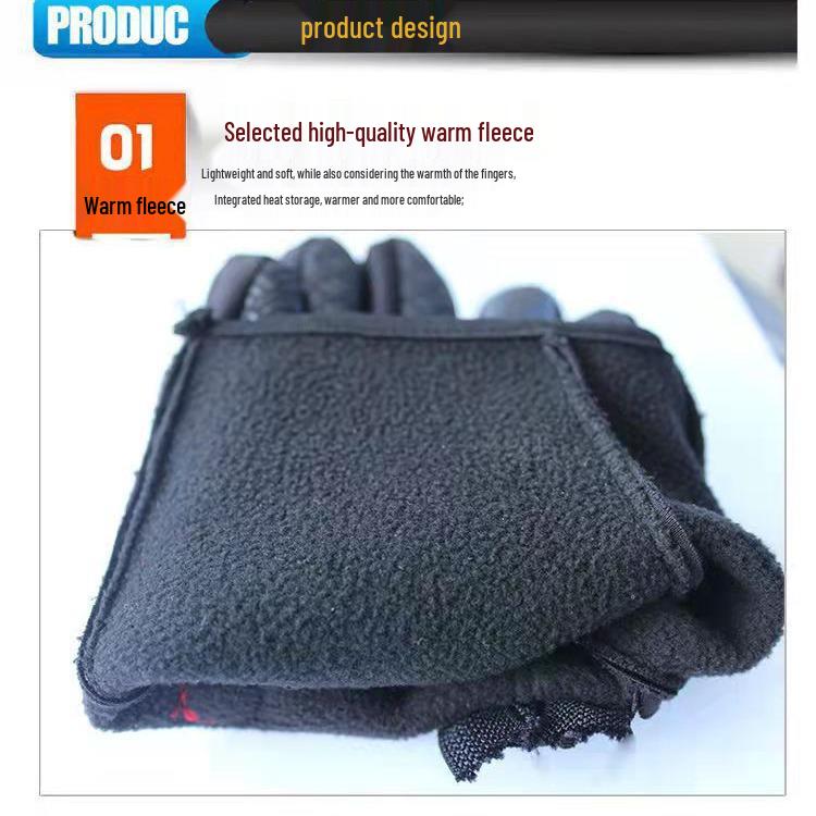 Unisex Waterproof Touchscreen Cycling Gloves: Warm, Fleece Lined, Non-Slip, Cold-Resistant for Outdoor Use In Autumn and Winter.