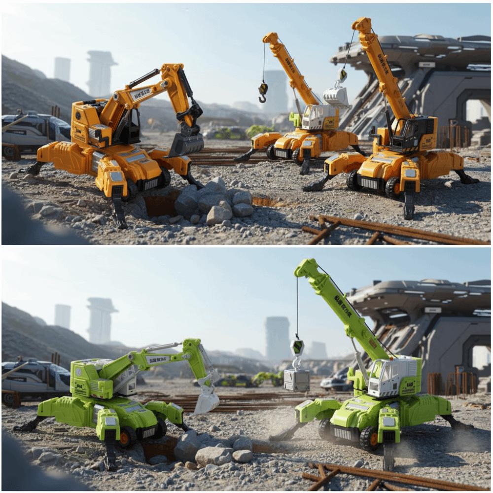 Rotating Function Transformable Engineering Vehicle Alloy Material Lifting Function Simulation Excavator Crane Plastic Material
