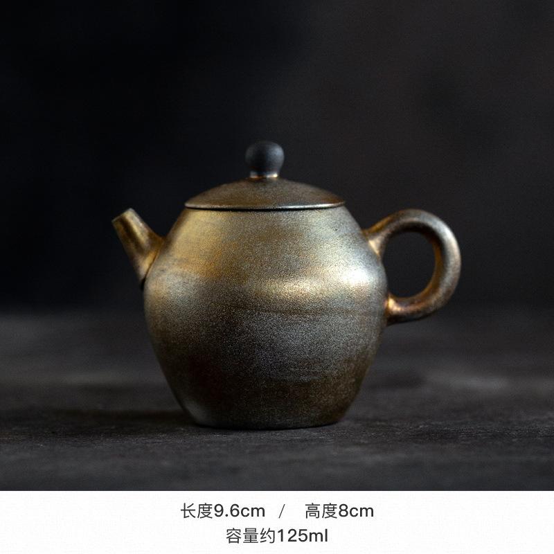 

125ml Gold Colored Handmade Silver Foil Teapot Elegant Tea Infuser Pot Tea Soaking Kettle With Strainer Tea Ceremony Craft Gift
