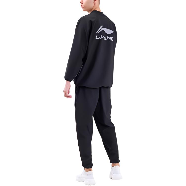 Li Ning Sweat Series Comfortable Breathable Fitness Leisure Sports Suit Unisex Suit Black LWLU005-1
