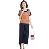 Mom's Summer Chiffon Short-Sleeved Suit: Elegant Two-Piece Top + Pants for Middle-Aged and Elderly Women