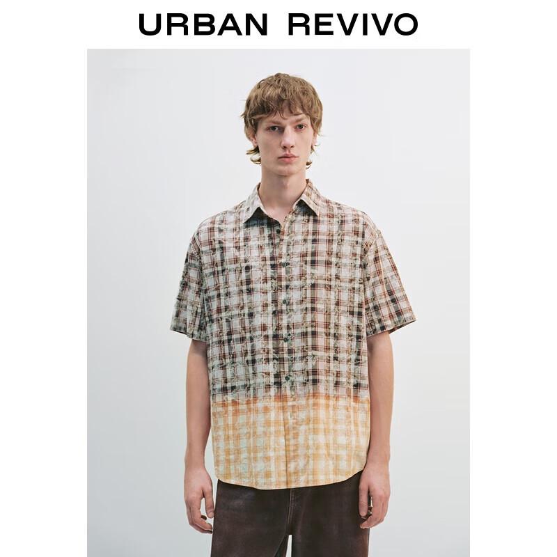 Женская ретро клетчатая рубашка с коротким рукавом на пуговицах UR XL