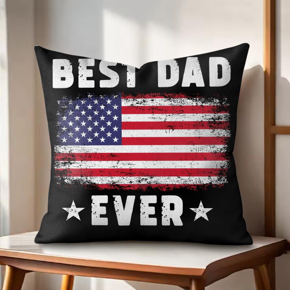 Best Dad Ever Cushion Cover Natural Linen Organic Fabric DoubleSided Printing Couch Pillow Covers Home Decor