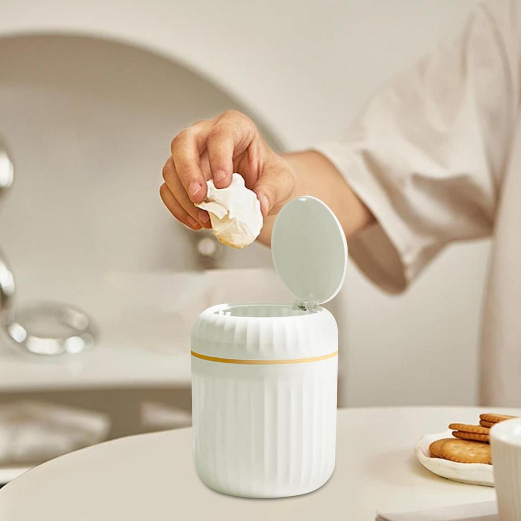 Countertop Trash Can Canteen Counter Press Garbage Bin Creative Light Luxury Tabletop Trash Can Wastebasket with Lid for Desk