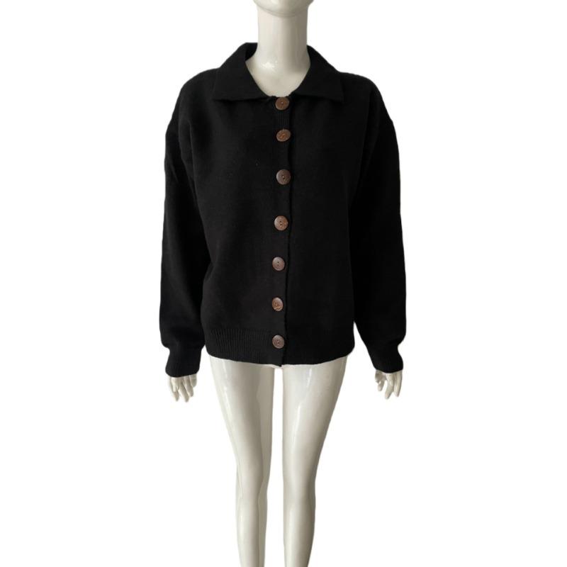 Women S Loose Knit Cardigan V Neck Long Sleeve Solid Color Outerwear