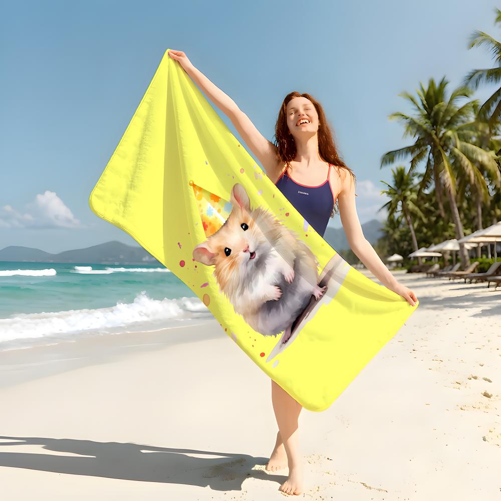 Art Watercolor Breakfast Hamster Towel Beach Blanket Towel For Travel Gym Shower Luxury Lightweight Camping Pool Hot