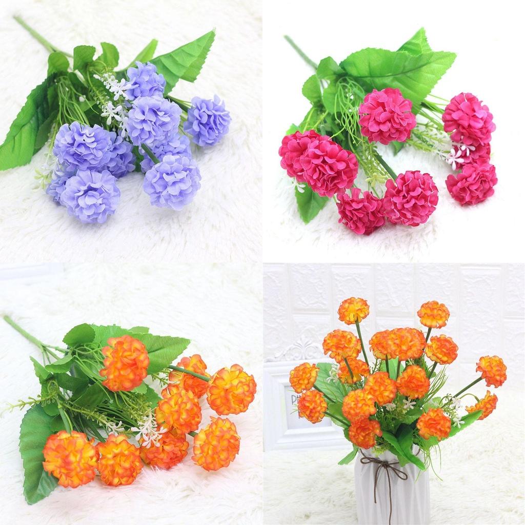 Elegant 9 Heads Artificial Carnation Silk Flowers Bouquet For Home And Wedding Decor