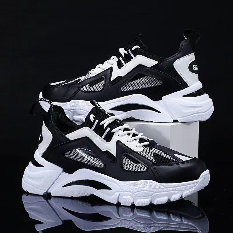 Men's Sports Shoes Spring New Mesh Breathable Casual Sports Shoes Fashionable Thick Soled Lightweight Running Shoes