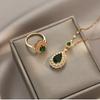 Luxury Brand Classic Green Water Drop Emerald Pendant Necklace for Women Exquisite  Stainless Steel Crystal Jewelry Colorfast