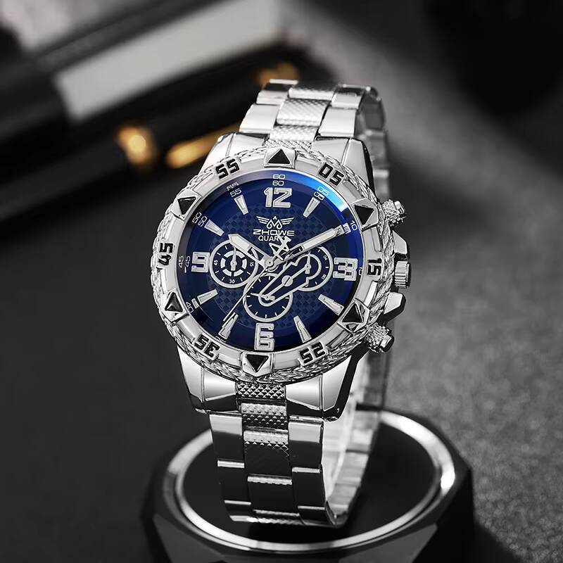 Mode Großes Zifferblatt Herrenuhr Stahlband Herren Business Quarz Armbanduhren Reloj Hombre
