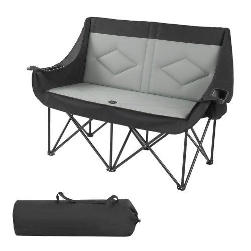 VEVOR Double Camping Chair, Oversized Two Person Camp Chair with 660 lbs Heavy Duty Support, with Dual Cup Holders, Wine Glass Holders