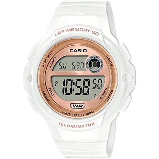CASIO sports gear LWS-1200H Cheap running jogging 60 lap memory waterproof lightweight (White Rose Gold)