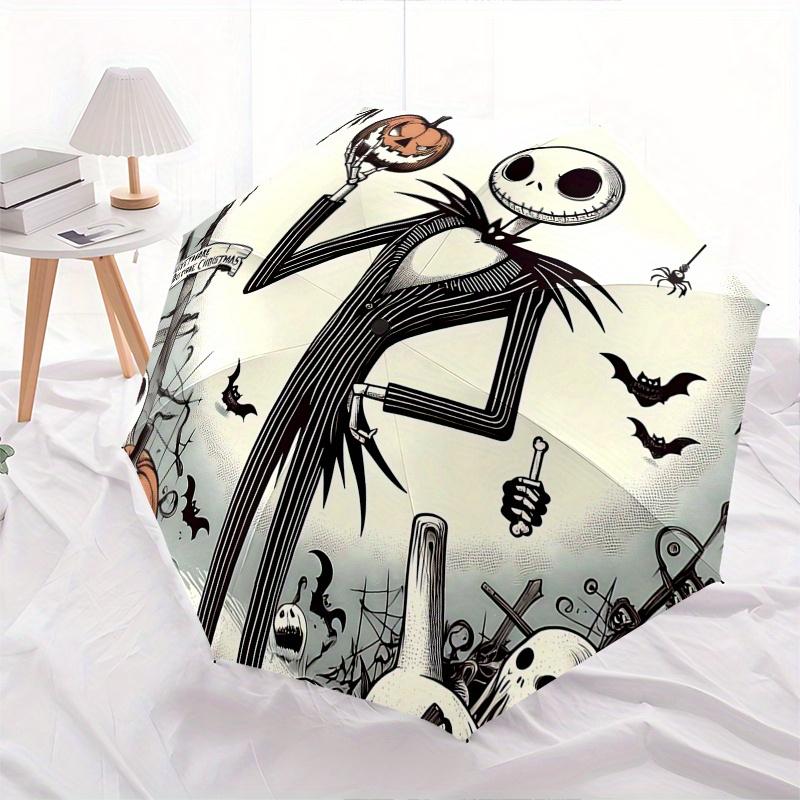 1 Auto Open Jack Skellington, Halloween Town Themed Colorful 8-rib Portable Umbrella for Men and Women, A Compact Commuting Companion Suitab