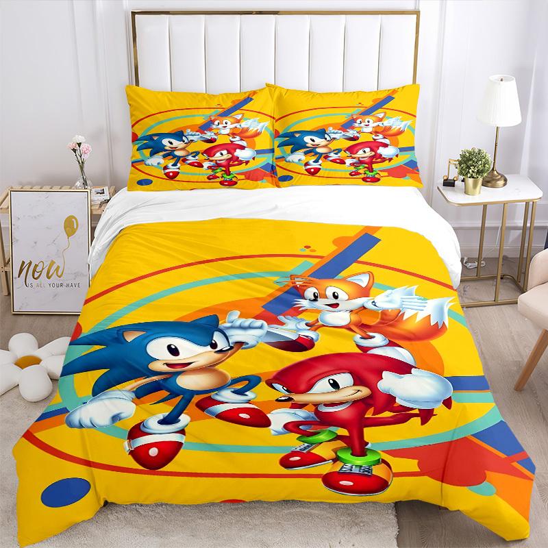 3pcs Sonic, Tails Cover Set, 1 Cover + 2 Pillowcases (No Insert), Bedding for All Seasons, Bedding,Bedroom Decor yy250922031