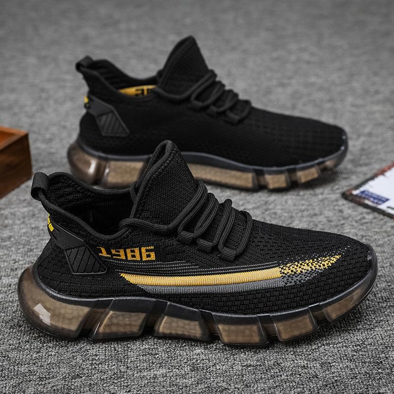 

2021 сітчасті кросівки Чоловіча мода легкі дихаючі кросівки тенісні черевики 44 чорний